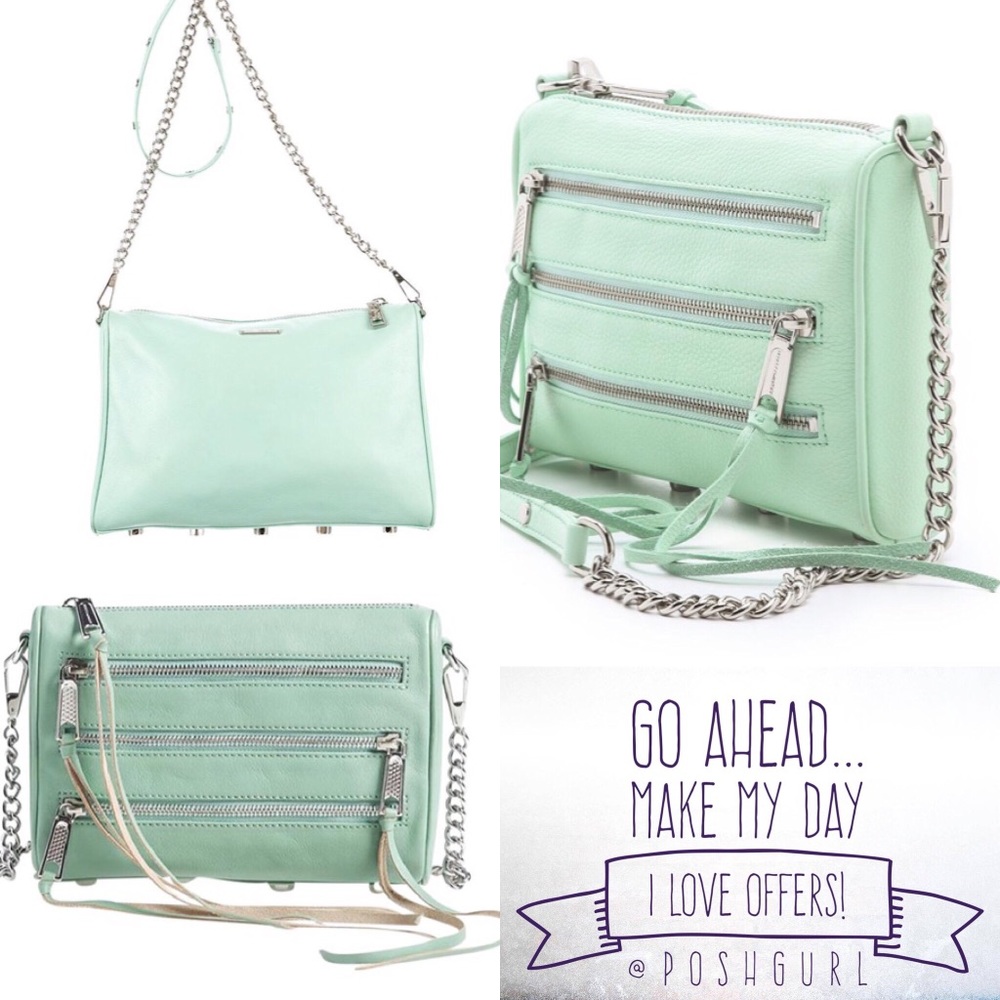 Rebecca Minkoff - Five-Zip Mini Crossbody Bag MINT COLOR